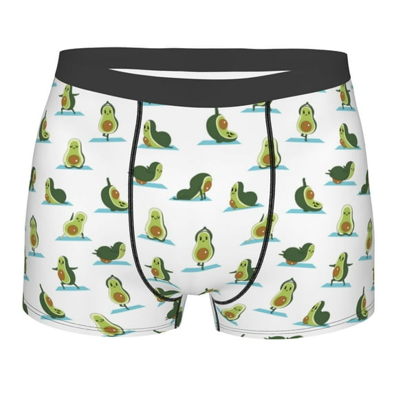 Bingfone Cute Avocado Yoga Men's Underwear - Casual Stretch Boxer Briefs-Large