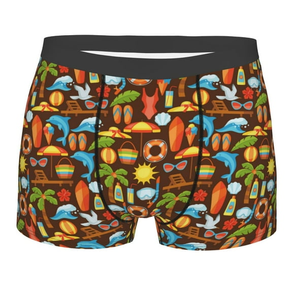 Bingfone Cute Beach Dolphin Men's Underwear - Casual Stretch Boxer Briefs-Large