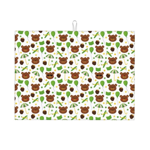 Bingfone Cute Bear ,18" x 24"Dish Drying Mat for Kitchen Counter,Ultra Absorbent Microfiber