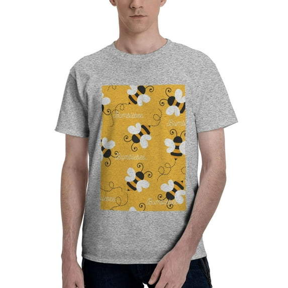 Bingfone Cute Bee Butterfly Yelllow Men'S Loose Fit Short-Sleeve Pocket T-Shirt