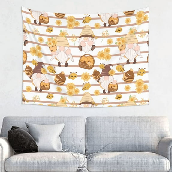 Bingfone Cute Bee Gnome Tapestry Wall Hanging Decor For Living Room Bedroom Dorm Classroom Office Decor 29x37 Inch