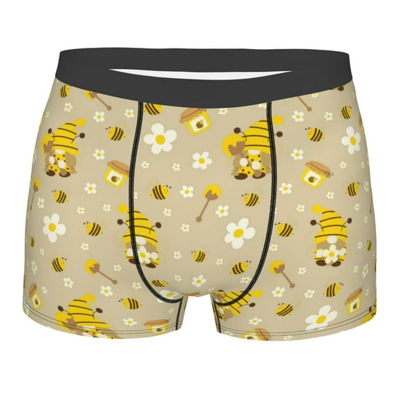 Bingfone Cute Bee Gnomes Men's Underwear - Casual Stretch Boxer Briefs-Small