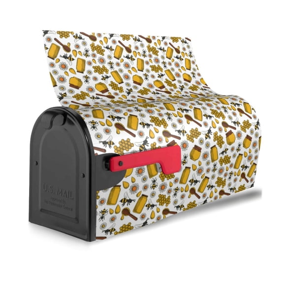 Bingfone Cute Bee Magnetic Mailbox Cover Standard Size for Garden Yard Outdoor Decorations-25.5x21 in
