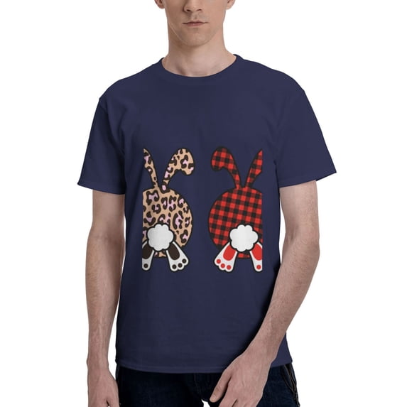 Bingfone Cute Bunny Men'S Loose Fit Short-Sleeve Pocket T-Shirt