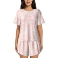 thumbnail image 1 of Bingfone Cute Bunny Print Pajamas Sets for Women Soft Short-Sleeved Pjs with Lounge Shorts Two Piece Sleepwear, 1 of 8