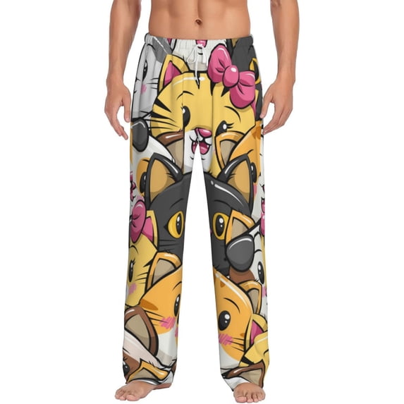 Bingfone Cute Cat Cartoon Mens All Over Print Sleep Pajama Pants-Xx-Large