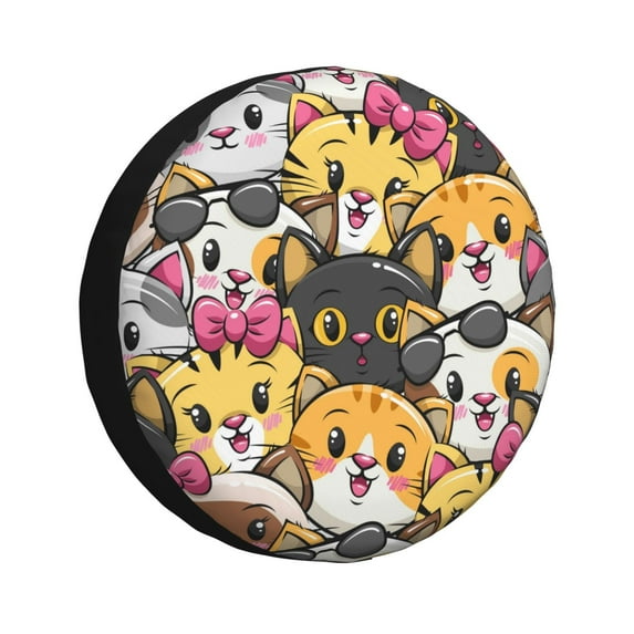 Bingfone Cute Cat Cartoon Spare Tire Cover Weatherproof Universal Wheel Protectors For Rv Camper Travel Trailer Suv Truck 16 Inch