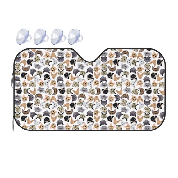 Bingfone Cute Cats Car Windshield Sunshade,Sun Foldable Sun Shield Sun Visor for Car - Small