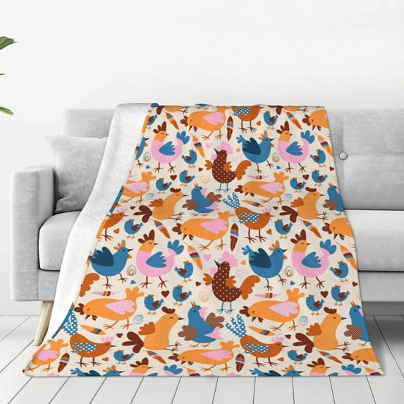 Bingfone Cute Chickens Print Flannel Fleece Blanket Throw Blanket for Bed,Sofa,Couch,Travel,Camping(40"x30" )