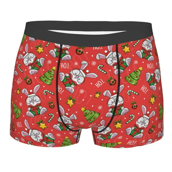 Bingfone Cute Christmas Bunny Men's Underwear - Casual Stretch Boxer Briefs-Large