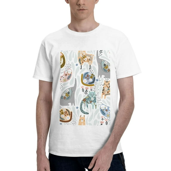 Bingfone Cute Colorful Animal Men'S Loose Fit Short-Sleeve Pocket T-Shirt