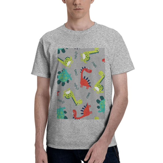 Bingfone Cute Dinosaur Men'S Loose Fit Short-Sleeve Pocket T-Shirt