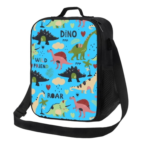 Bingfone Cute Dinosaurs Reusable Insulated Lunch Bag Cooler For Work School Picnic Or Travel