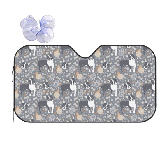 Bingfone Cute Dog And Flowers Car Windshield Sun Shade Protector Keep Your Vehicle Cool Sun Shield Visor Cover Foldable for Car Truck SUV-Small