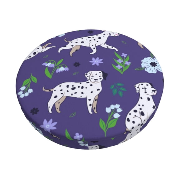 Bingfone Cute Dog Padded Round Bar Stool Cover Cushion with Elastic Fabric Round Chair Seat - Cute Dog