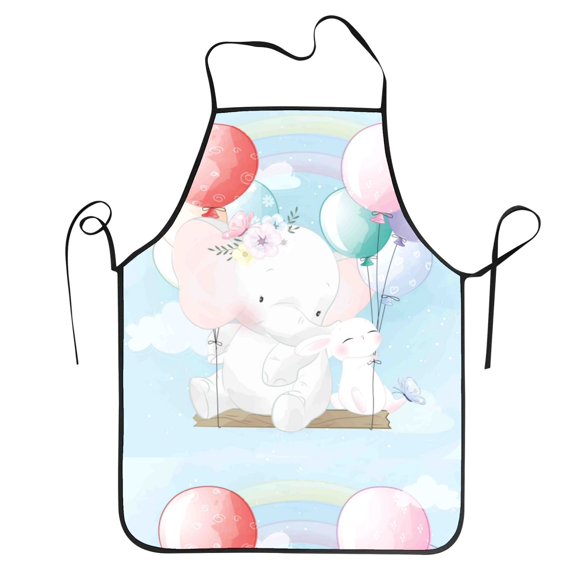 Bingfone Cute Elephant for Tie-up Apron, Unisex Waterproof and Stain-Resistant Bib Apron for Kitchen Garden Painting