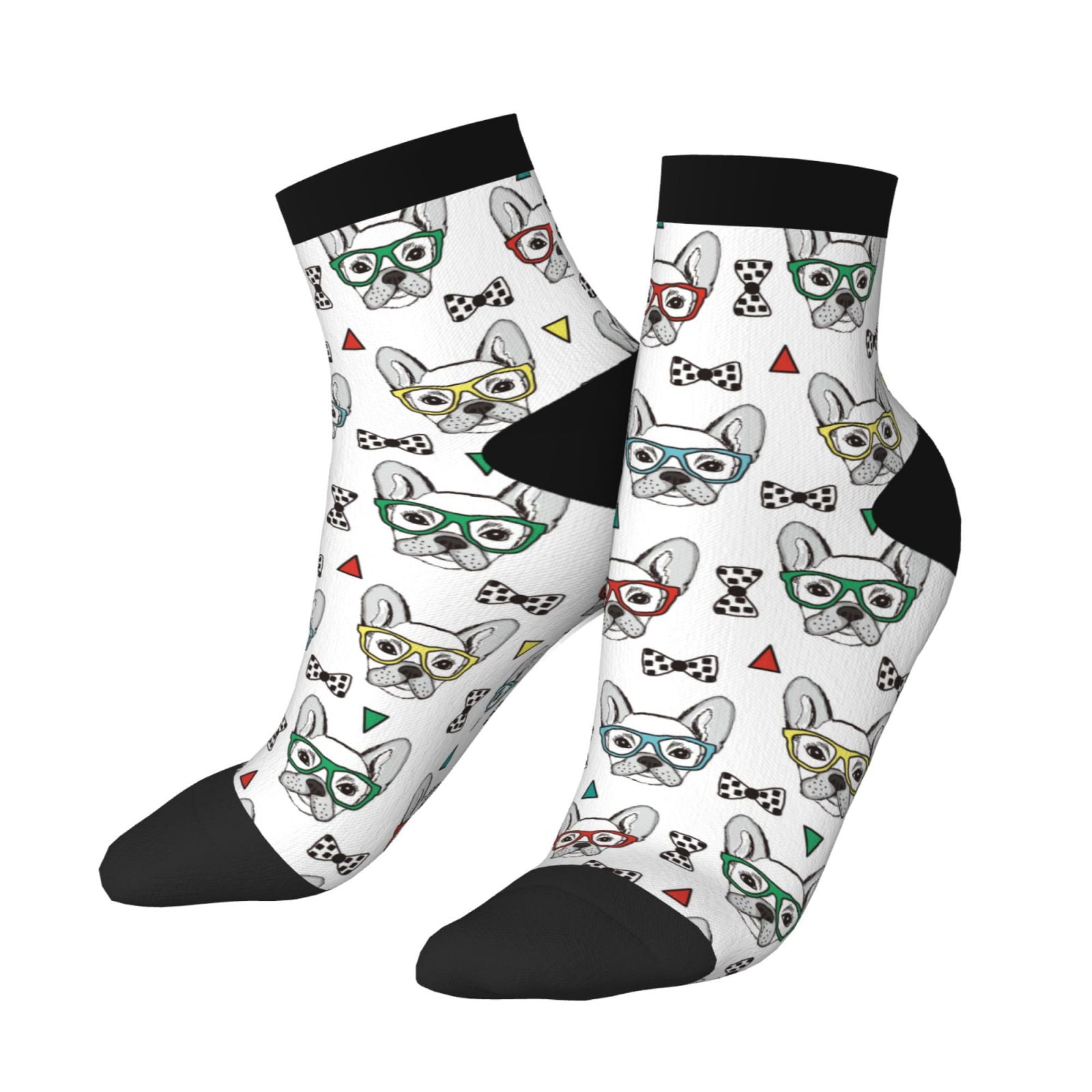 Bingfone Cute French Bulldog Design Patterned Men's Women's Casual Cotton Socks