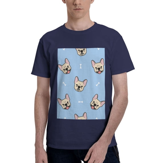 Bingfone Cute French Bulldog Men'S Loose Fit Short-Sleeve Pocket T-Shirt