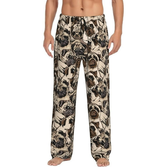 Bingfone Cute French Bulldog Mens All Over Print Sleep Pajama Pants-Large