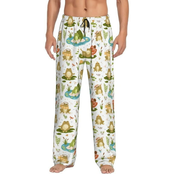 Bingfone Cute Frog Mens All Over Print Sleep Pajama Pants-Small