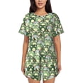 thumbnail image 1 of Bingfone Cute Frog Print Pajamas Sets for Women Soft Short-Sleeved Pjs with Lounge Shorts Two Piece Sleepwear, 1 of 8