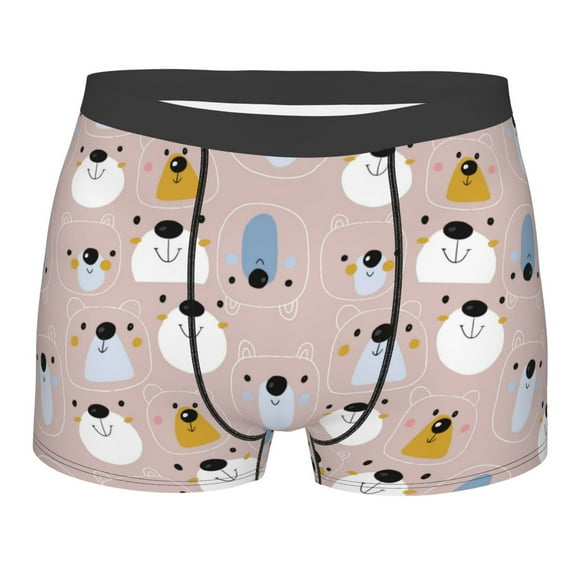 Bingfone Cute Hand Drawn Bear Men's Underwear - Casual Stretch Boxer Briefs-Large