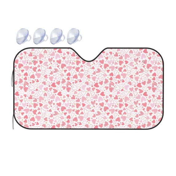 Bingfone Cute Hand Drawn Hearts Car Windshield Sunshade,Sun Foldable Sun Shield Sun Visor for Car - Small
