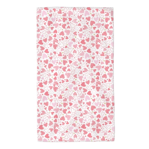 Bingfone Cute Hand Drawn Hearts Ultra Absorbent & Soft Hand Towels For Bath, Hand, Face, Gym And Spa-27.5x16in