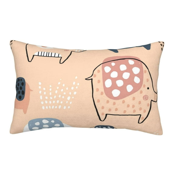 Bingfone Cute Ink Drawn Elephants Standard Size Pillowcase, Long Staple Pure Cotton Envelope Closure Pillow Cover,20"X30"