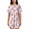 thumbnail image 1 of Bingfone Cute Kawaii Panda Print Pajamas Sets for Women Soft Short-Sleeved Pjs with Lounge Shorts Two Piece Sleepwear, 1 of 5