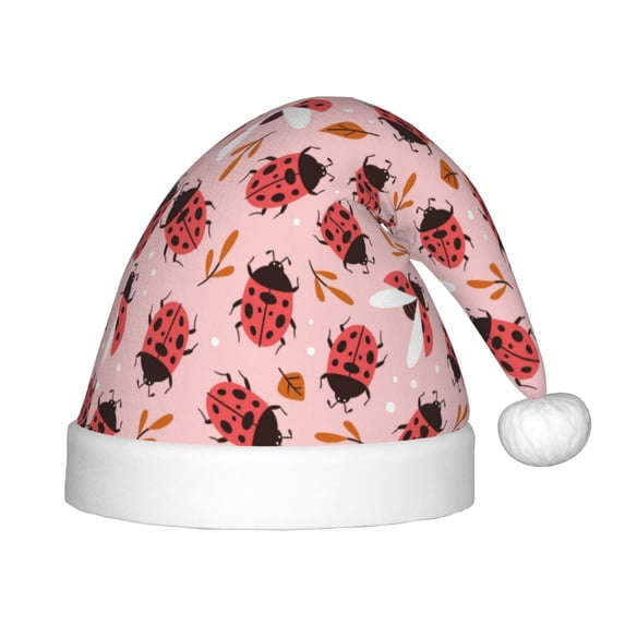 Bingfone Cute Ladybugs 1 for Kids Christmas Hat Santa Hat for Boys Girls Teenager for Christmas New Year Xmas Festive Holiday Party Supplies Gifts