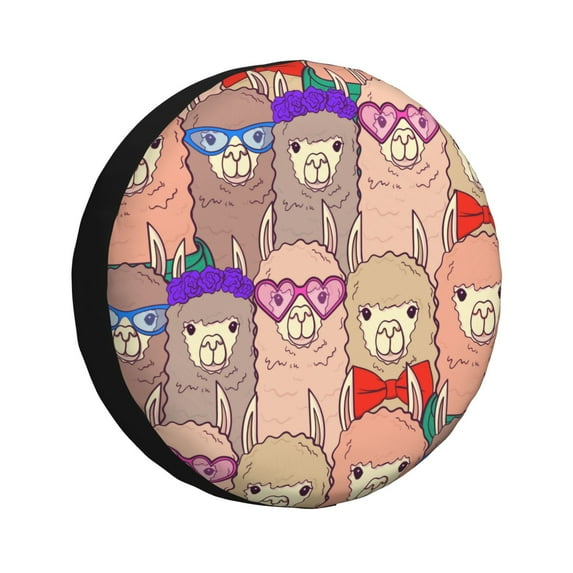 Bingfone Cute Lamas Spare Tire Cover Weatherproof Universal Wheel Protectors For Rv Camper Travel Trailer Suv Truck 14 Inch