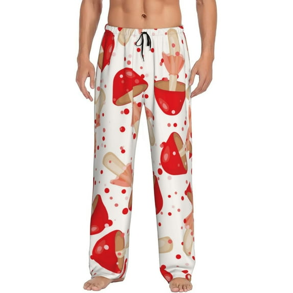 Bingfone Cute Mushroom Mens All Over Print Sleep Pajama Pants-Small