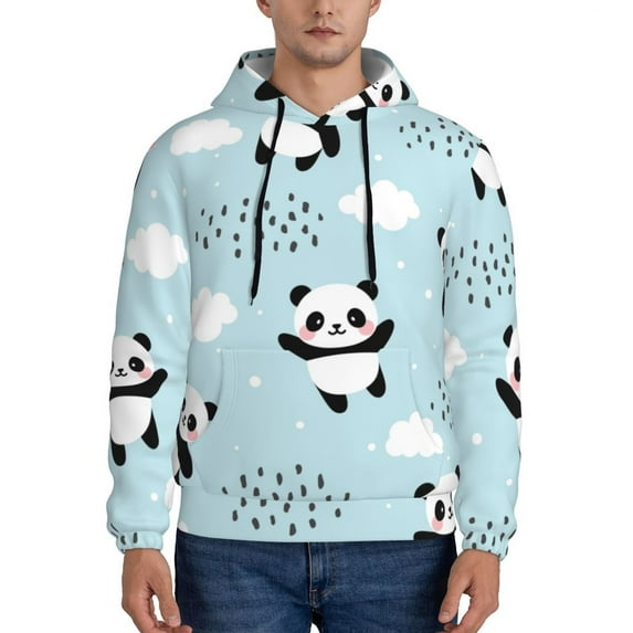 Bingfone Cute Panda Bear Men'S Drawstring Hoodie Long Sleeve Pocket Sweatshirts-Medium