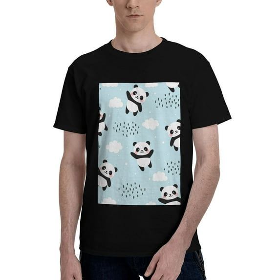 Bingfone Cute Panda Bear Men'S Loose Fit Short-Sleeve Pocket T-Shirt