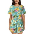 thumbnail image 1 of Bingfone Cute Pineapples Print Pajamas Sets for Women Soft Short-Sleeved Pjs with Lounge Shorts Two Piece Sleepwear, 1 of 8
