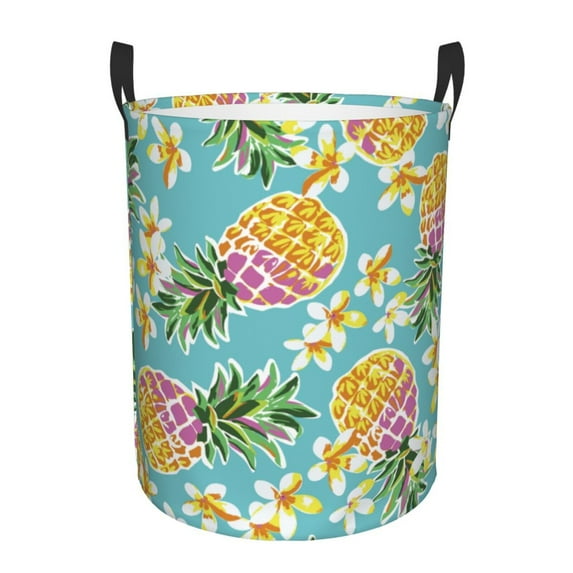 Bingfone Cute Pineapples Waterproof Foldable Laundry Hamper Bucket With Handles For Storage Bin,Clothes Hamper (Small )