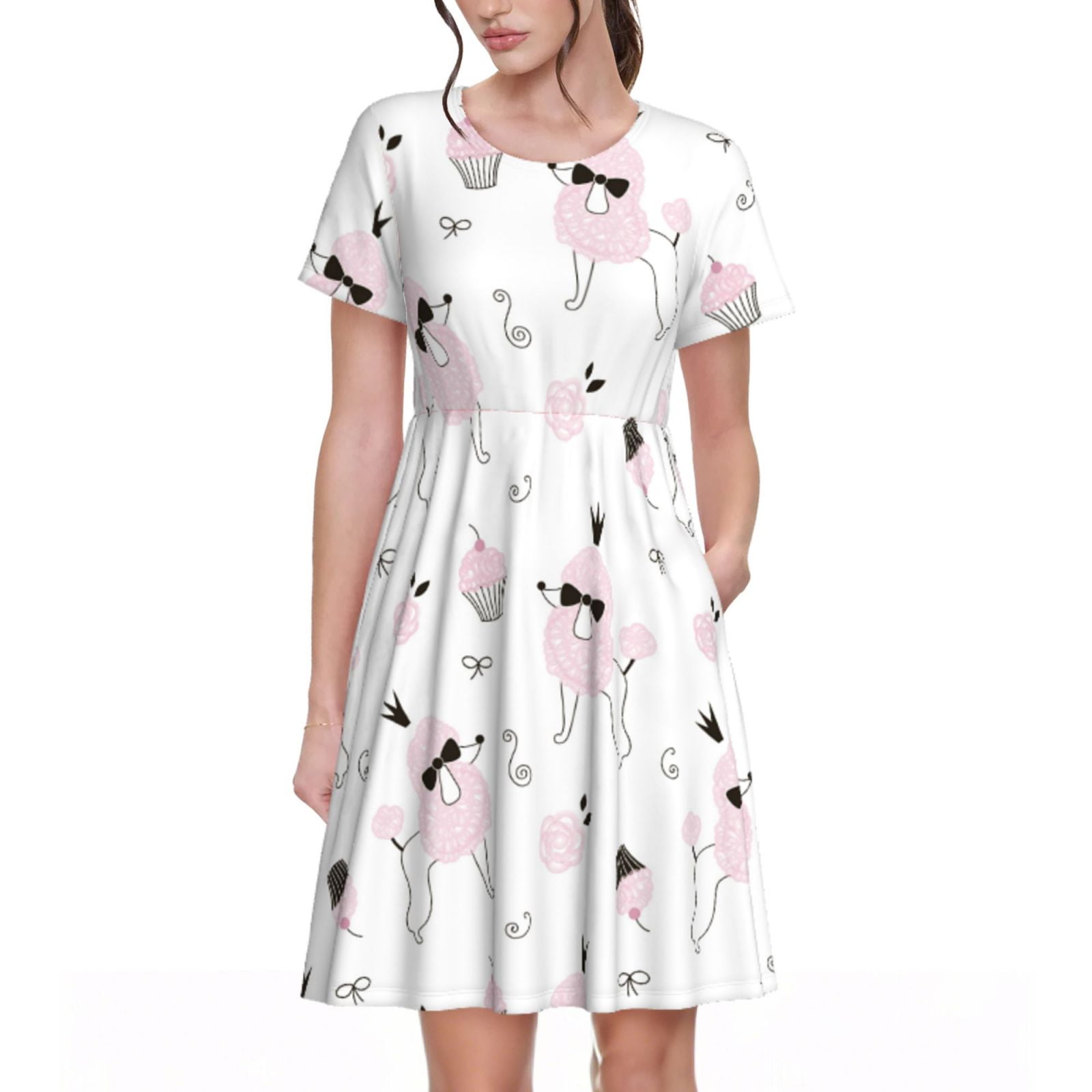 Printed Poodles Long Sleeve Dress main image 1