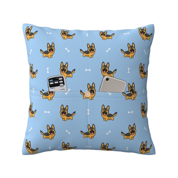 Bingfone Cute Puppy Linen Throw Pillow Covers Cushion Case Pocket Button Vintage Farmhouse Pillowcase for Sofa Couch Bed 20"x20"