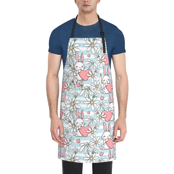Bingfone Cute Rabbit And Heart Apron Gifts For Men, Women Professional Grade Chef Apron for Kitchen,BBQ & Grill