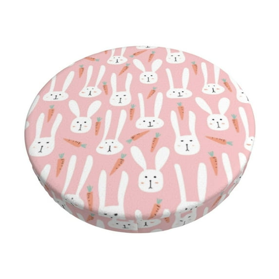 Bingfone Cute Rabbit Carrot Padded Round Bar Stool Cover Cushion with Elastic Fabric Round Chair Seat - Cute Rabbit Carrot