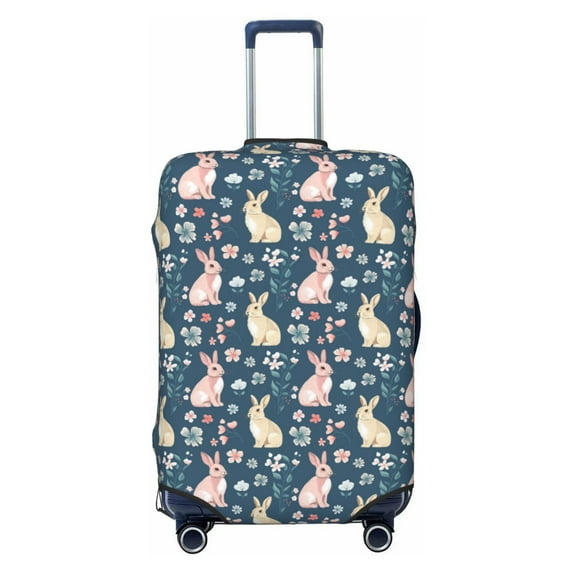 Bingfone Cute Rabbit Floral Luggage Cover Washable Suitcase Cover Protector Anti-scratch Suitcase cover Fits 18-32 Inch Luggage