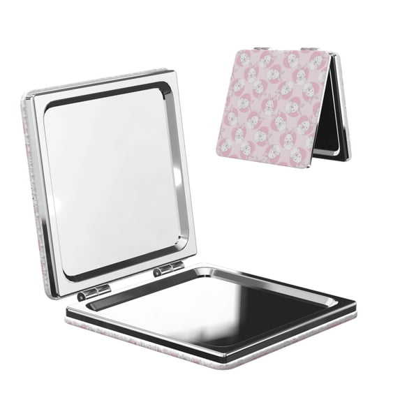 Bingfone Cute Rabbit Print Compact Vanity Makeup Mirror for Men Women Girls for Pocket Purse Wallet Handbag,Portable Small Handheld Beauty Mirror-Square