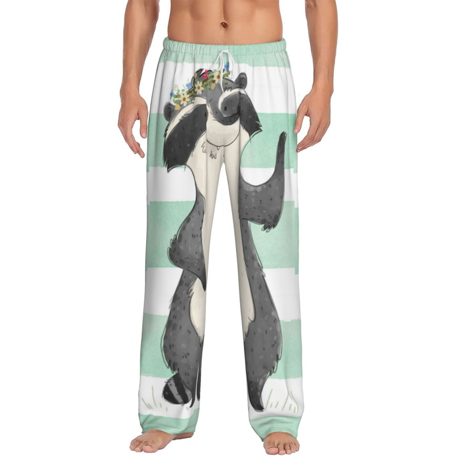 Pink Raccon Pj Bingfone Cute Raccoon Mens All Over Print Sleep Pajama Pants-Small ...