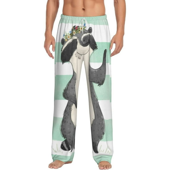 Bingfone Cute Raccoon Mens All Over Print Sleep Pajama Pants-Small