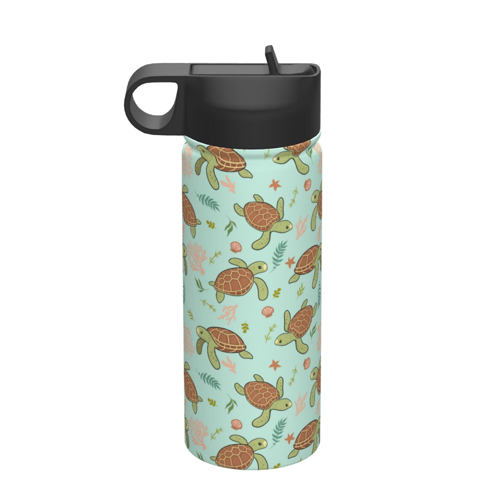 Turtle Shell Kettle Bingfone Cute Sea Turtles Print 18oz Sports Insulated Kettle With Straw ...