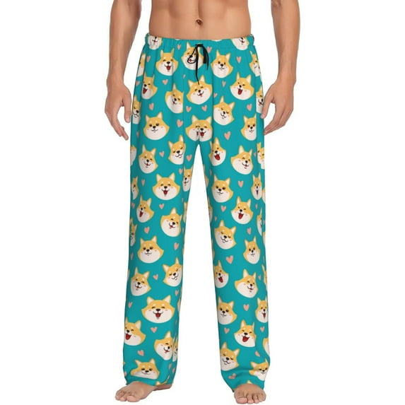 Bingfone Cute Shiba1 Mens All Over Print Sleep Pajama Pants-Small