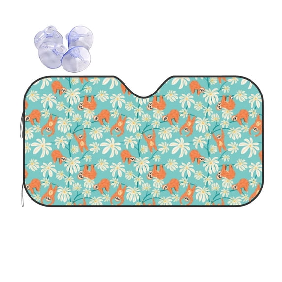 Bingfone Cute Sloth on Floral Tree Car Windshield Sunshade,Sun Foldable Sun Shield Sun Visor for Car - Small