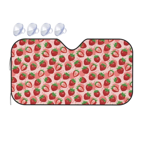 Bingfone Cute Strawberry Car Windshield Sunshade,Sun Foldable Sun Shield Sun Visor for Car - Small