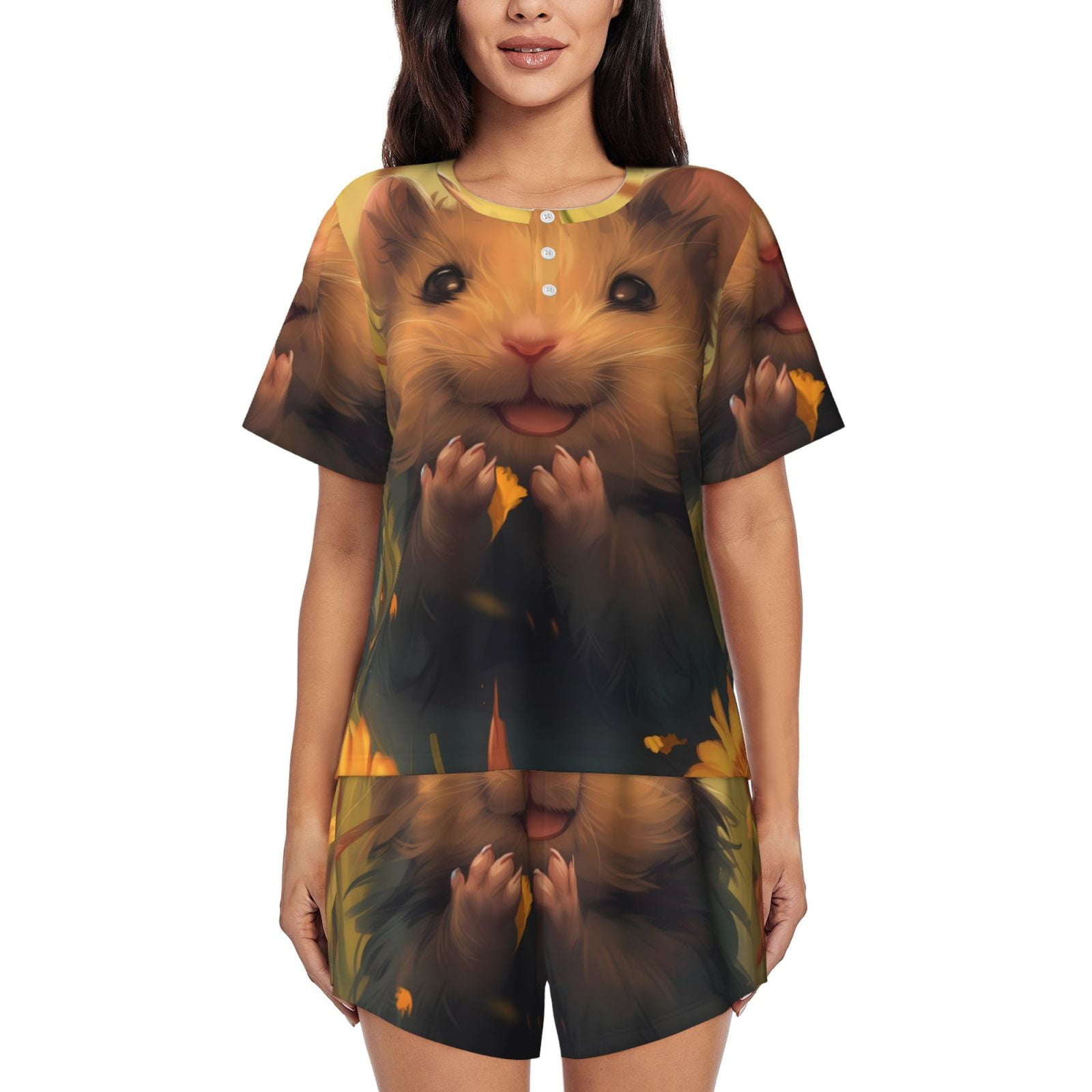 Guinea Pig & Goldfish Long Print Pajama Set